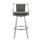 Armen Living Sandringham 30" Gray Faux Leather and Brushed Stainless Steel Swivel Bar Stool 721535762071 - alternate 6